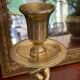 Old pair of twisted candle holders in gilded bronze 32.5cm
