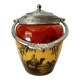 Art Deco biscuit jar in tango orange glass - Egypt Desert decor