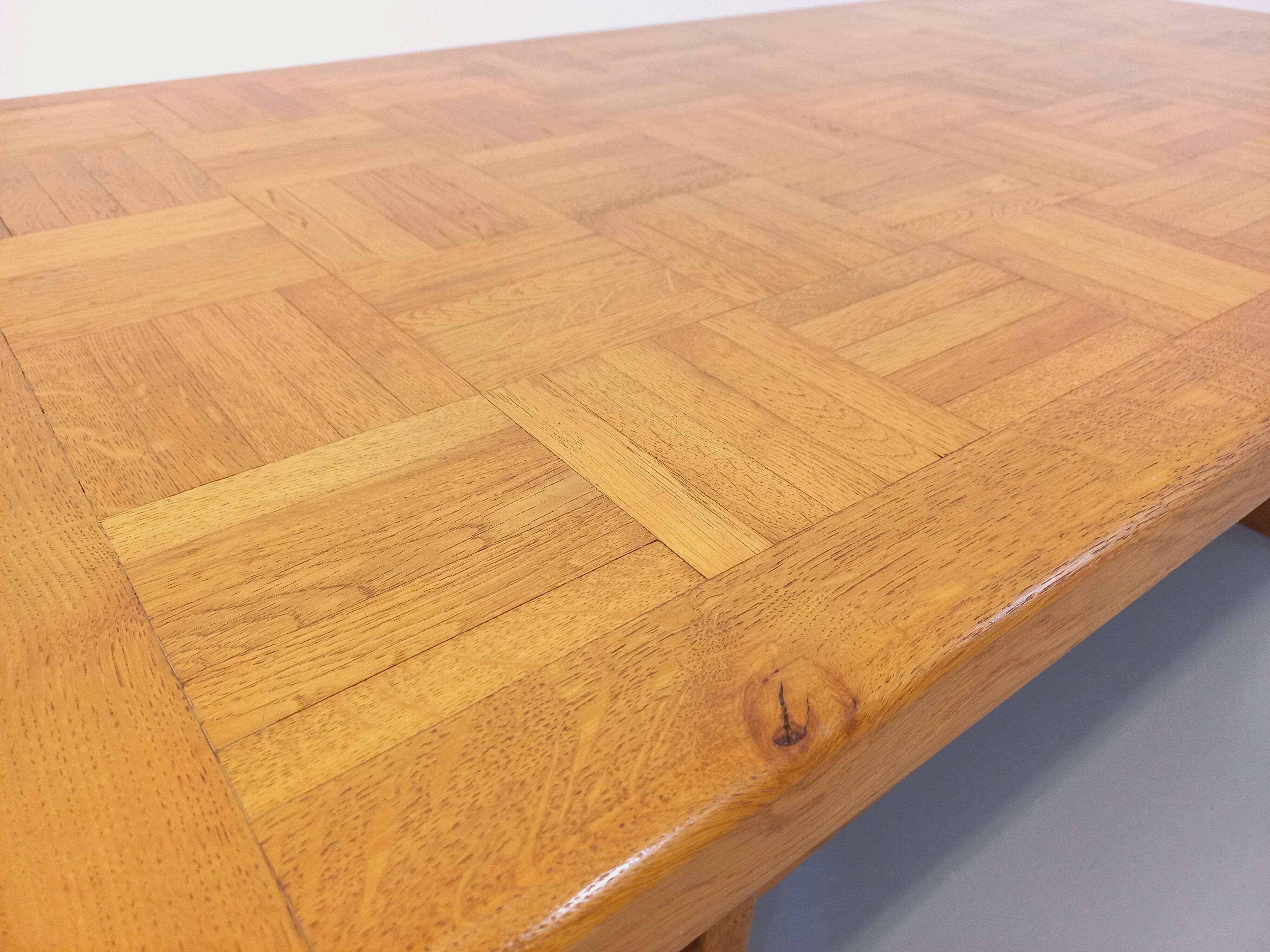 Vintage solid oak coffee table from the 70s 80s Perriand Regain Chapo style