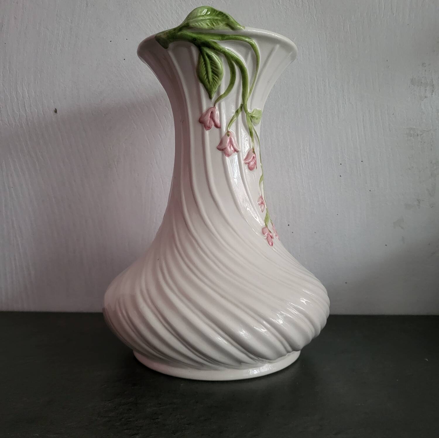 Vintage twisted barbotine vase