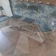 Lot de 4 chaises  pliantes - dossier et assise vert d'eau - structure métal doré -Chaisor