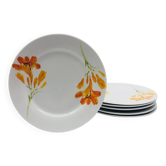 6 “Chriss G. Collection” porcelain dessert plates.