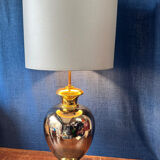 Italian design lamp in silver and gold ceramic. 1970s.