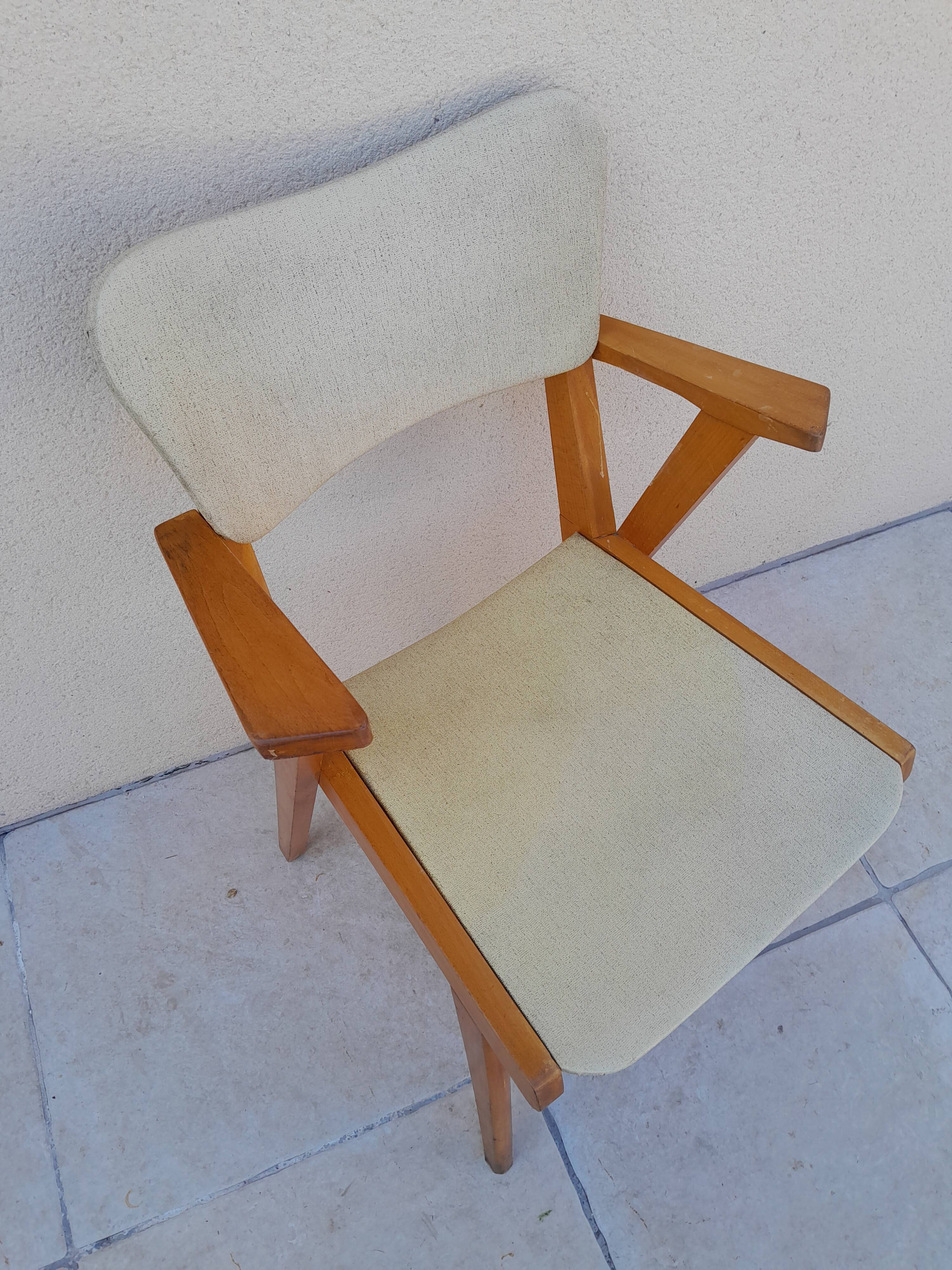 Vintage yellow club armchair year 50 60