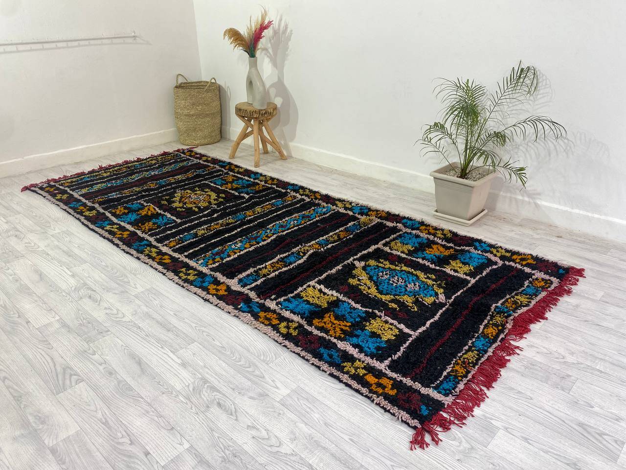 Handmade wool Berber rug 345 X 110 CM