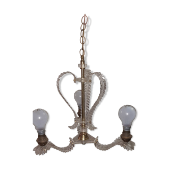 Vintage chandelier 3 glass lamps