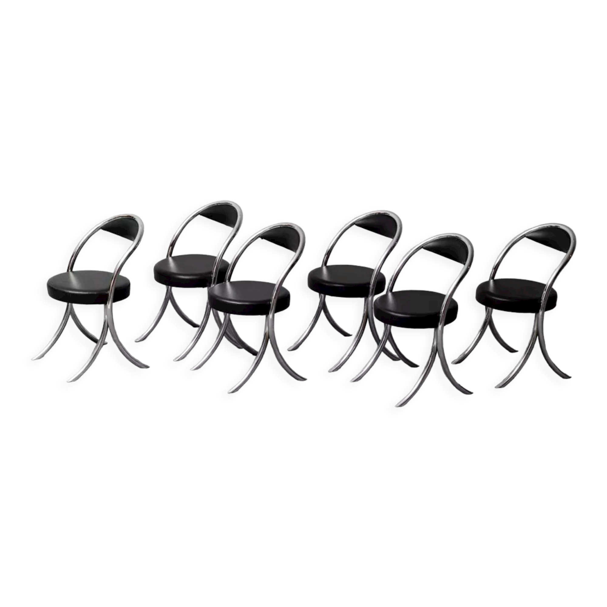 Set of 6 eco-leather metal wick style 70s vintage modern