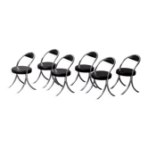 Ensemble de 6 chaises en métal et éco-cuir style 70s vintage moderne