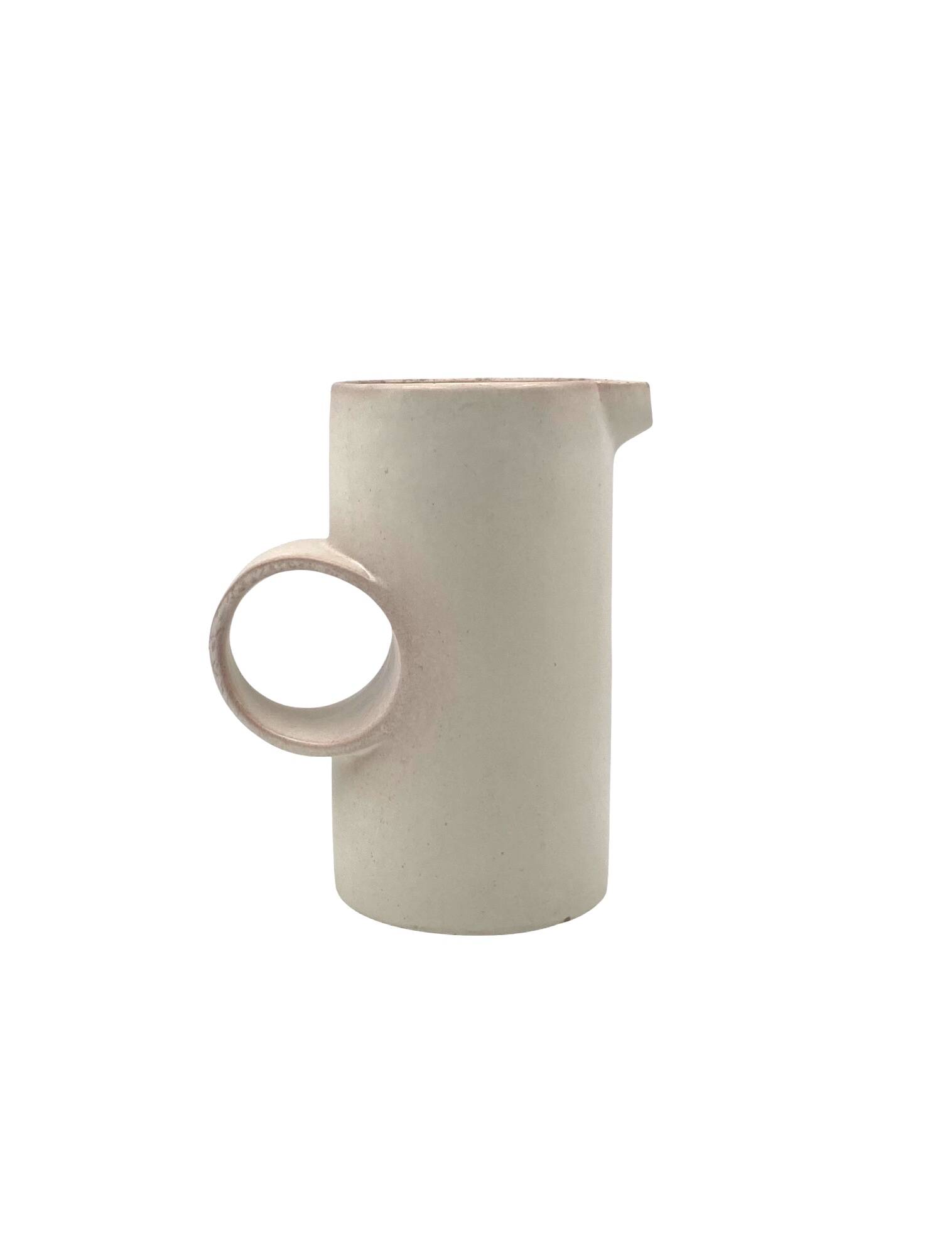 Organic modern white ceramic vase / jug, La Sfera Italy 1980s