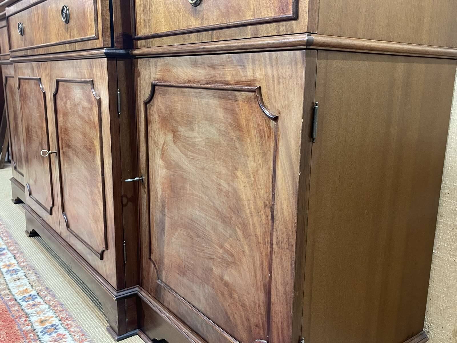 English mahogany secretary bookcase from the 1970s