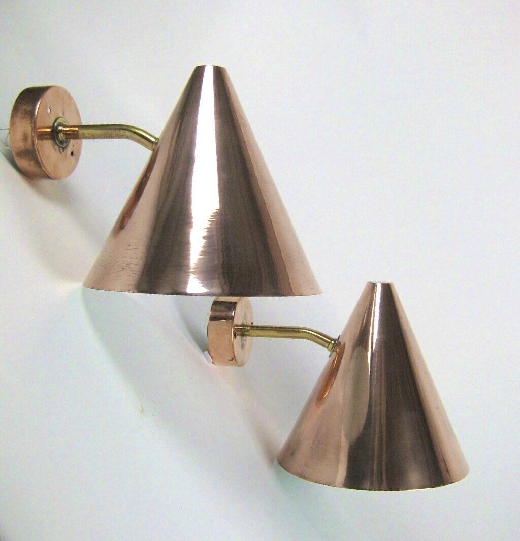 Cone Shaped Wall Lights in Copper and Brass by Hans-Agne Jakobsson – Iconic Scandinavian Design