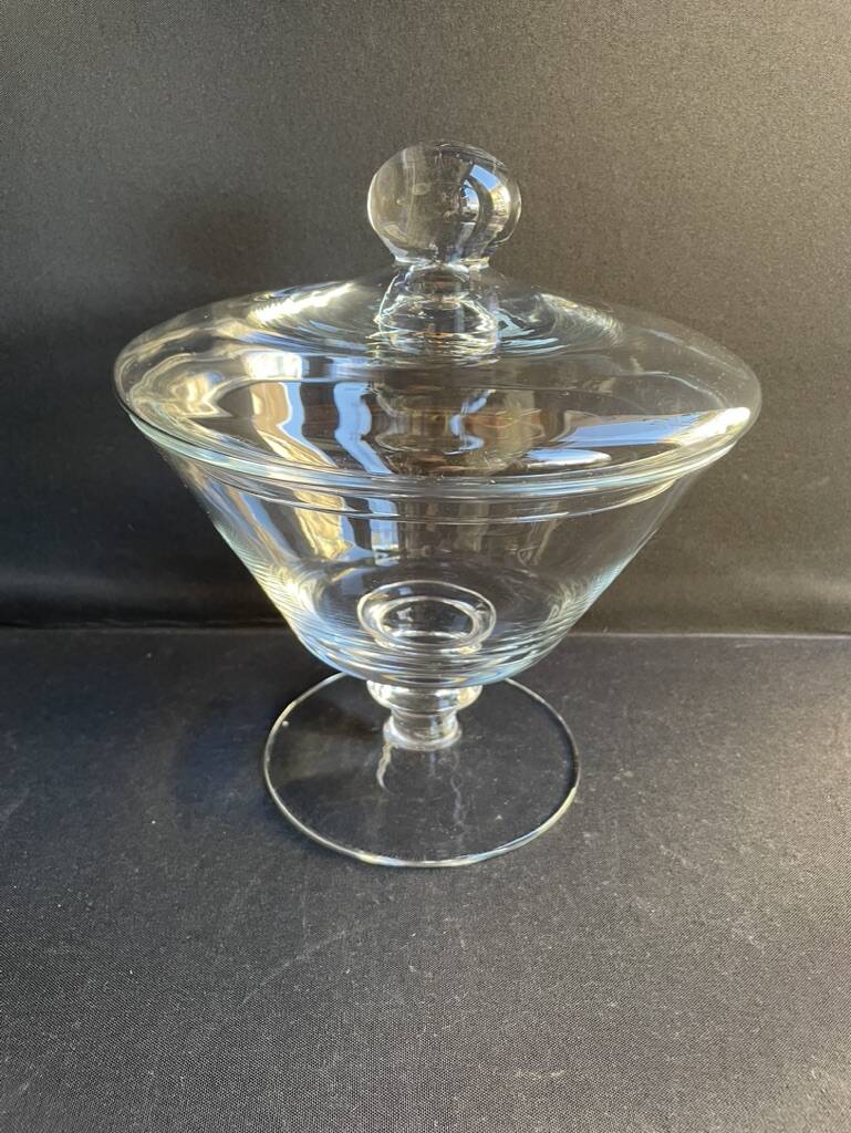 Grand compotier couvert – cristal soufflé uni