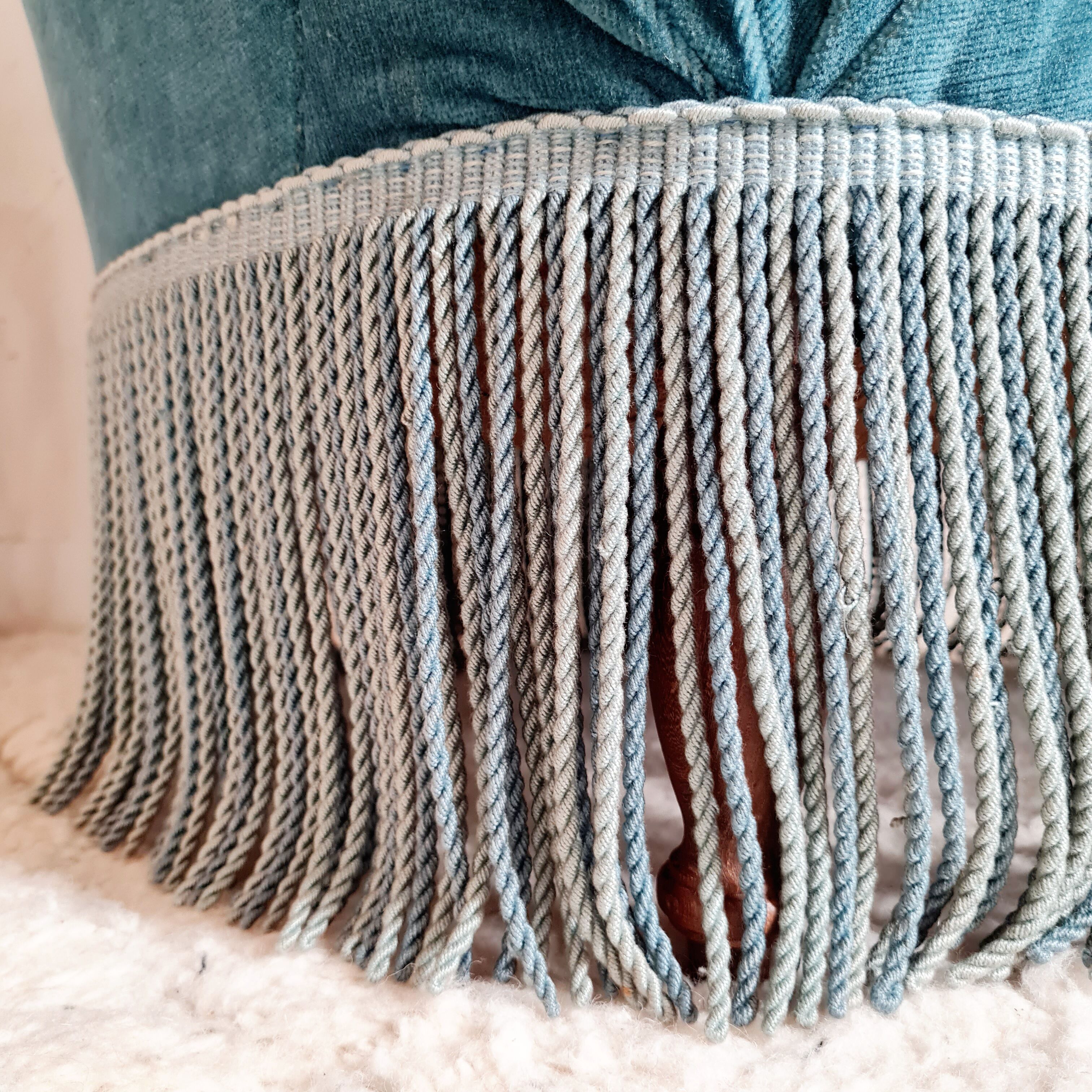 Blue velvet toad armchair