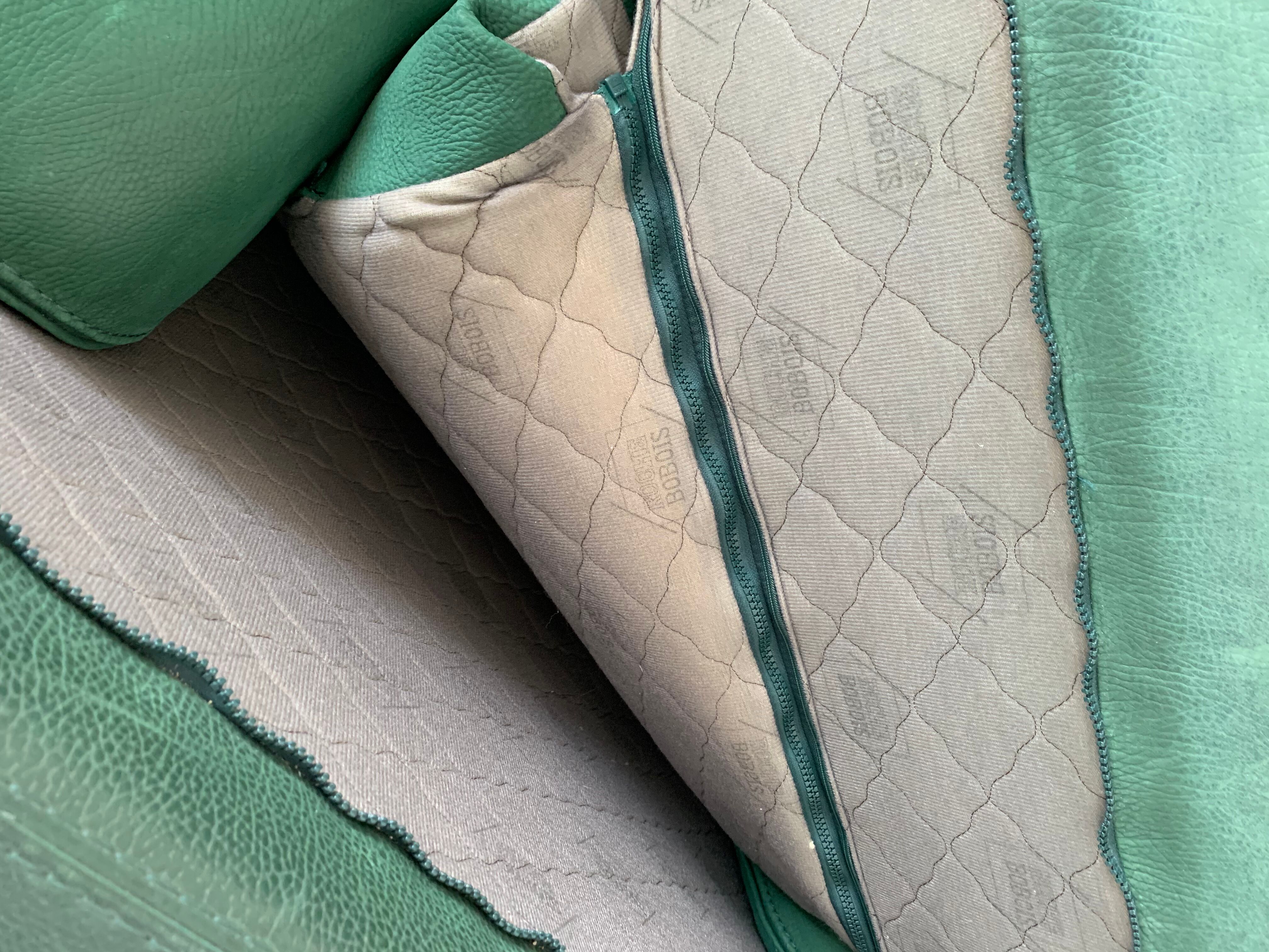 Roche Bobois green leather armchair