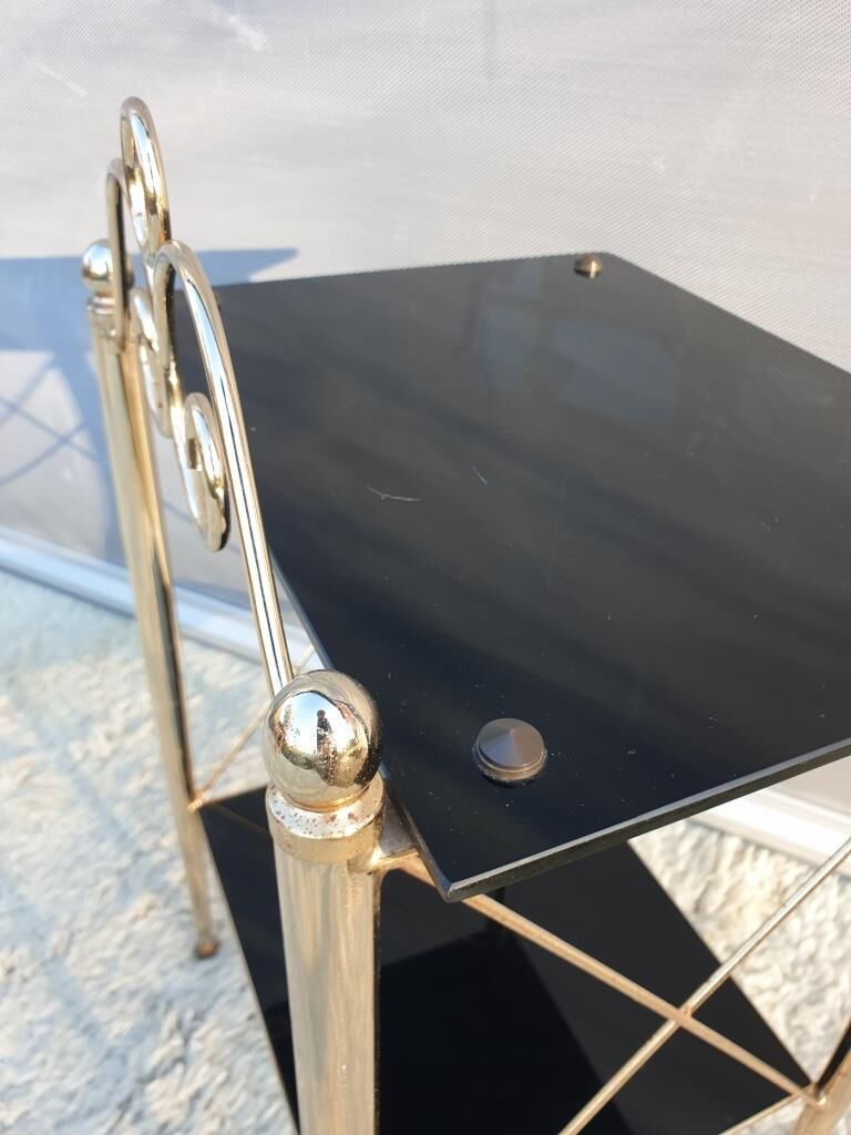 Vintage 70s gold and black opaline serving trolley