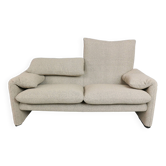 Vico Magistretti 2-seater reupholstered sofa "Maralunga" For Cassina