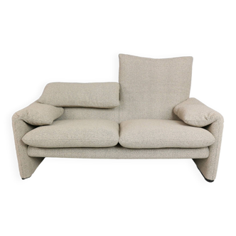 Vico Magistretti 2-seater reupholstered sofa "Maralunga" For Cassina