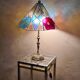 table lamp stained glass tiffany style 1960 has 70 brass and bronze 58x40