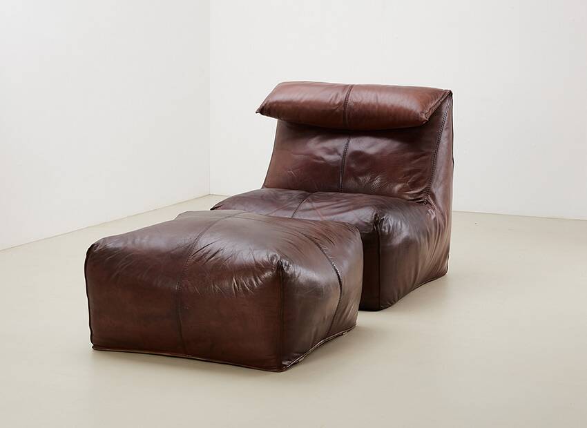 Early Bambole Lounge Chair + Ottoman by Mario Bellini for C&B Italia 1972