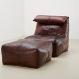 Early Bambole Lounge Chair + Ottoman by Mario Bellini for C&B Italia 1972