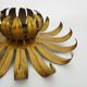 Pair of palm tree wall lights in gold metal. 70s