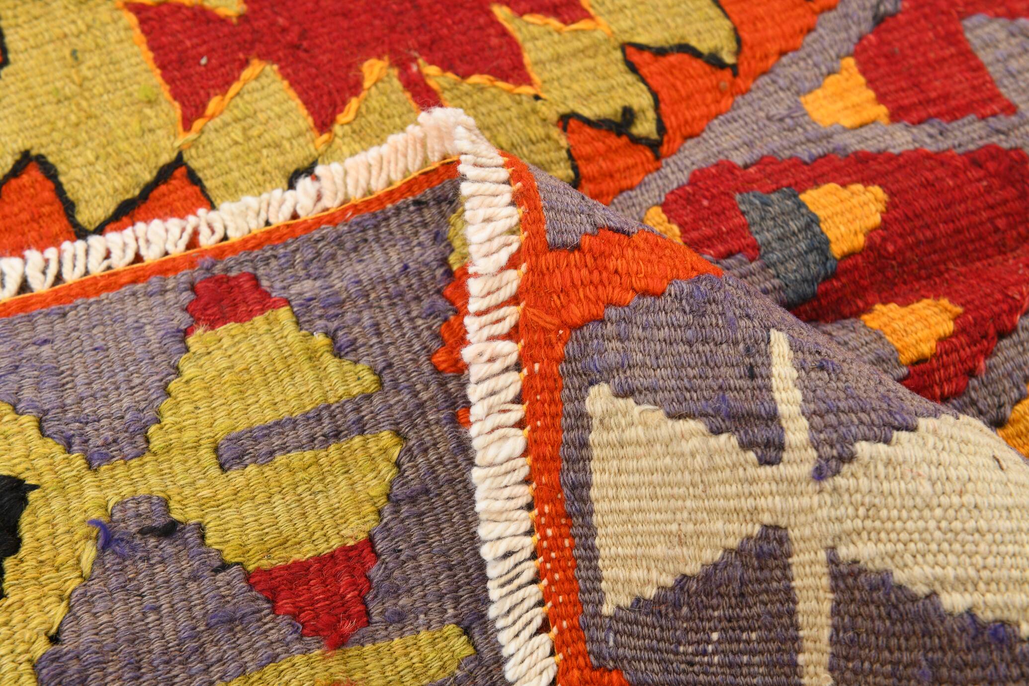 5x10 Wine Red & Orange Turkish Vintage Kilim Rug, 168x295Cm