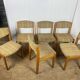 Set of 6 vintage Scandinavian chairs in wood and wool fabric an60