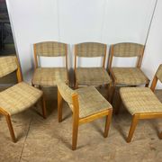 Set of 6 vintage Scandinavian chairs in wood and wool fabric an60