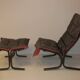 Ingmar Relling patinated leather lounge chair with ottoman, Norway 1960s