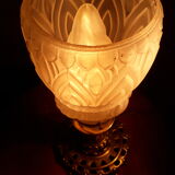 Lamp calice foot bronze and brass tulip mold and press 1900 a 20 not sign