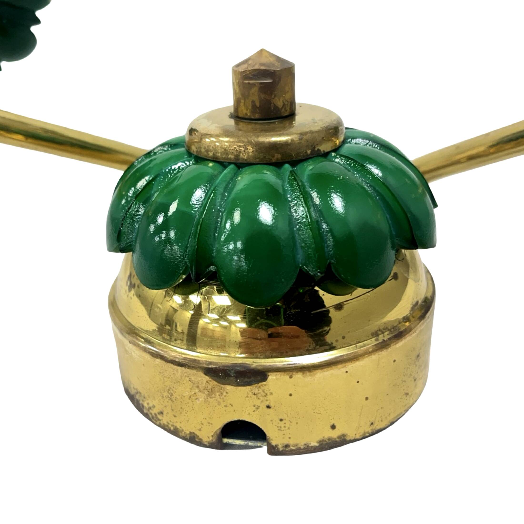 Preciosa double wall lamp | czechoslovakia 1980s | malachite glass | brass