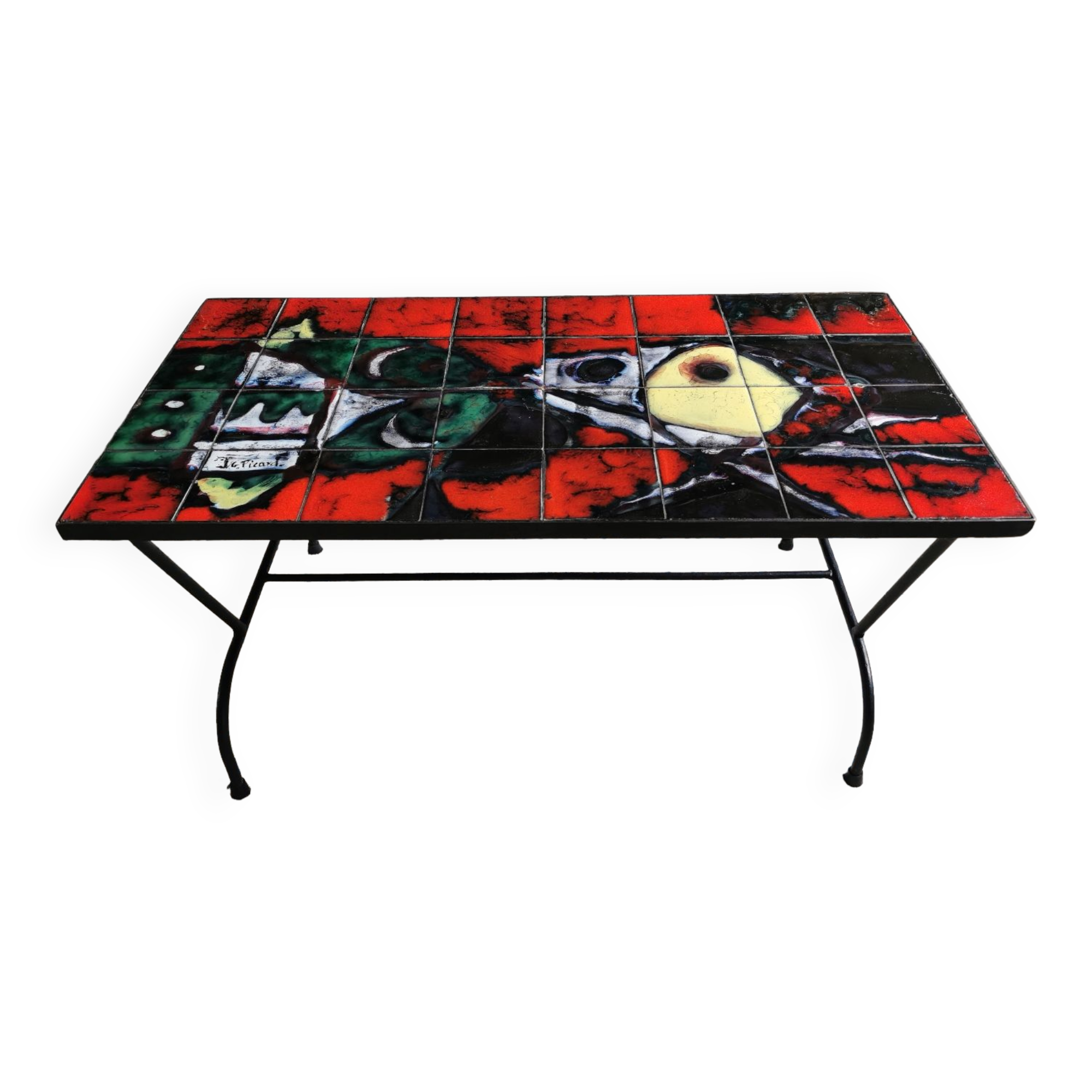 Vintage JG Picard ceramic coffee table