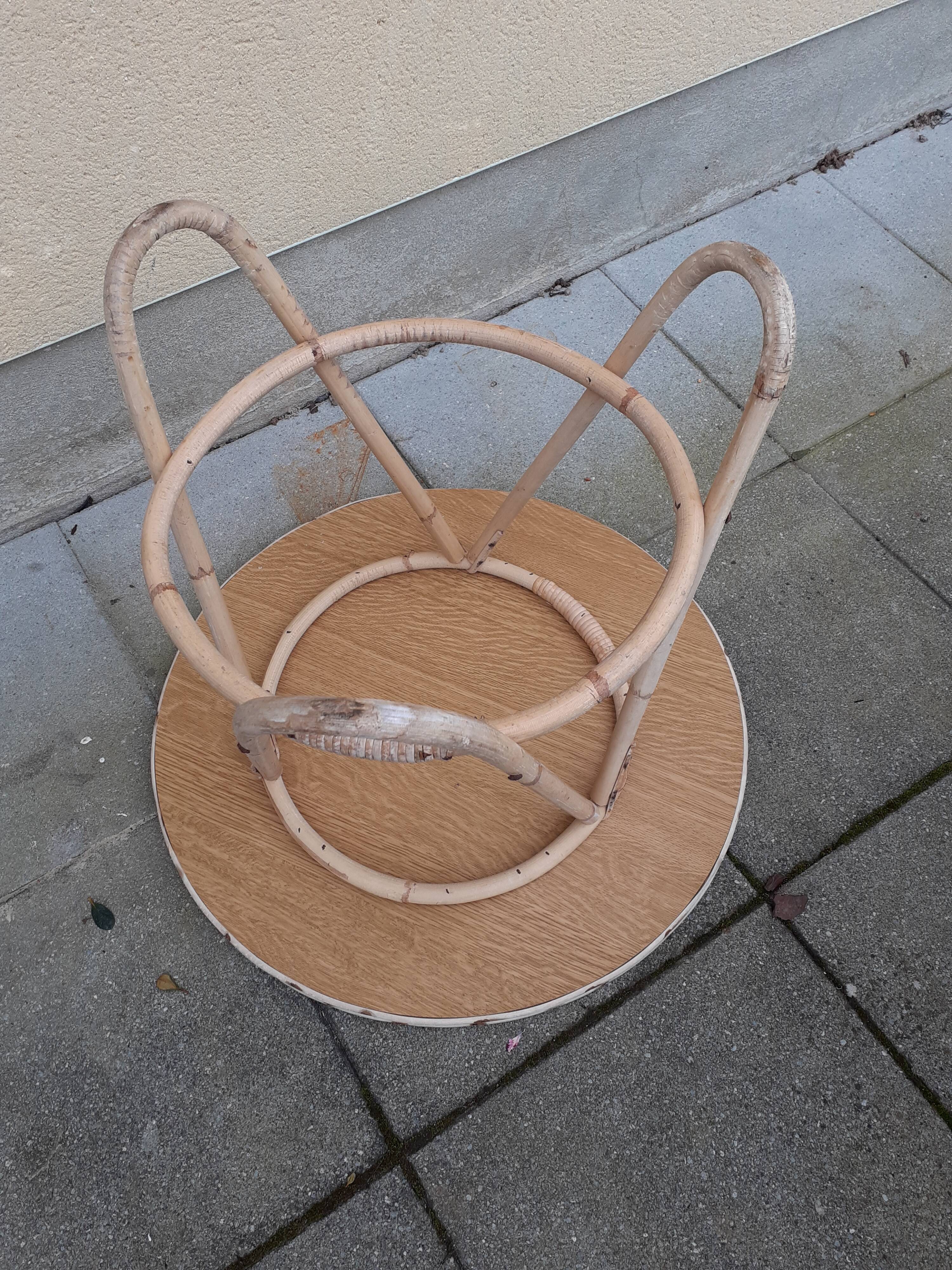 Rattan and formica coffee table