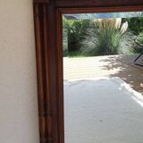 Henri II overmantel fireplace mirror in solid walnut.