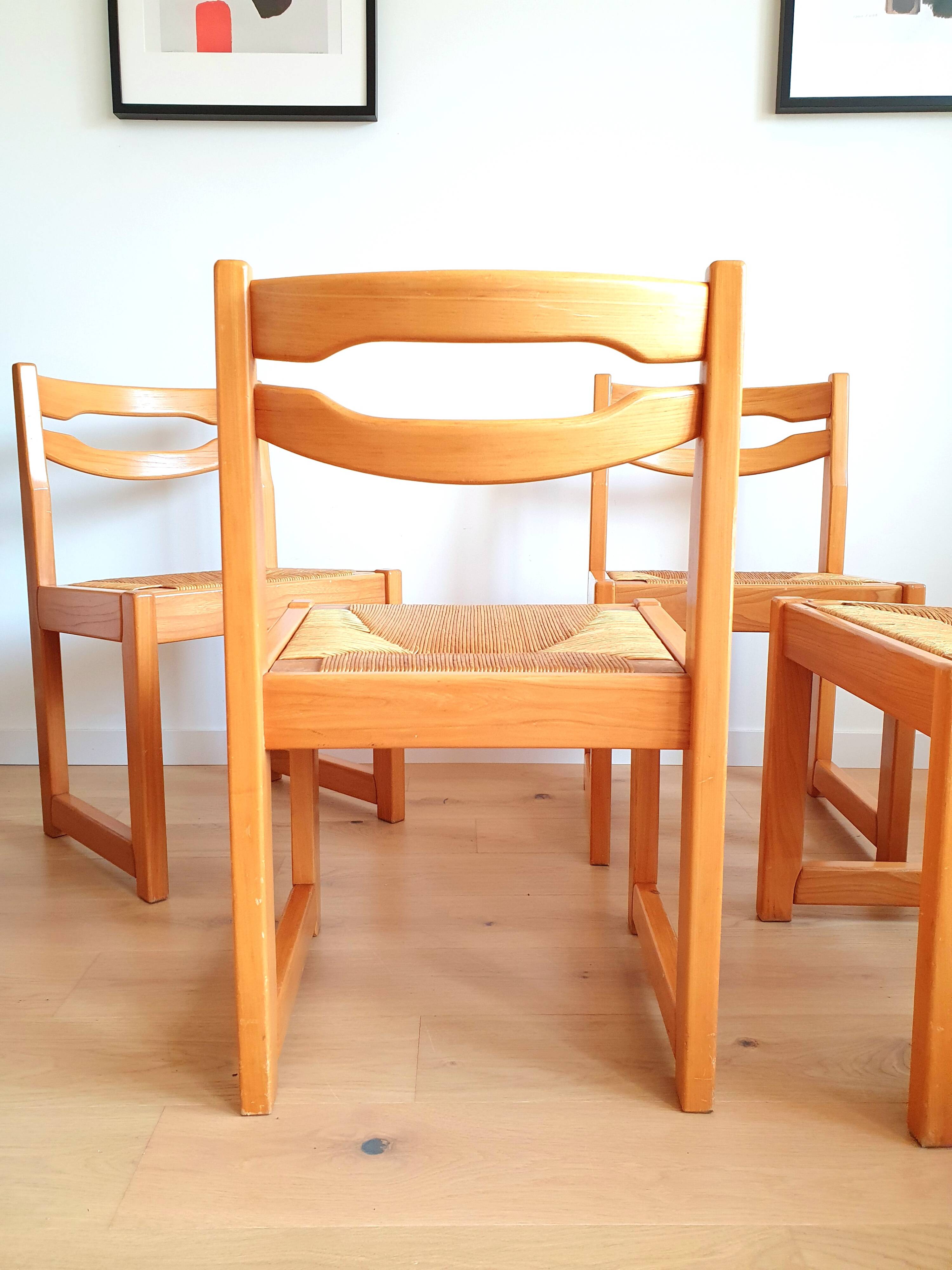 Set of 4 Maison Regain sled chairs from the 70s/80s