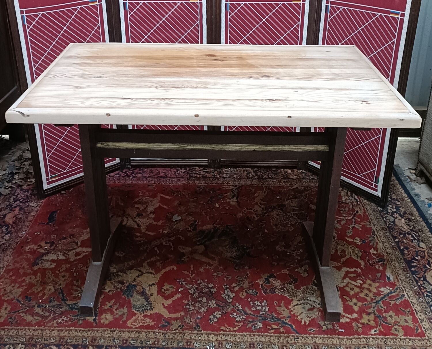 Solid pine bistro table with sanded top, 50s