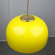 Mid-century Yellow Glass & Brass Pendant Lamp