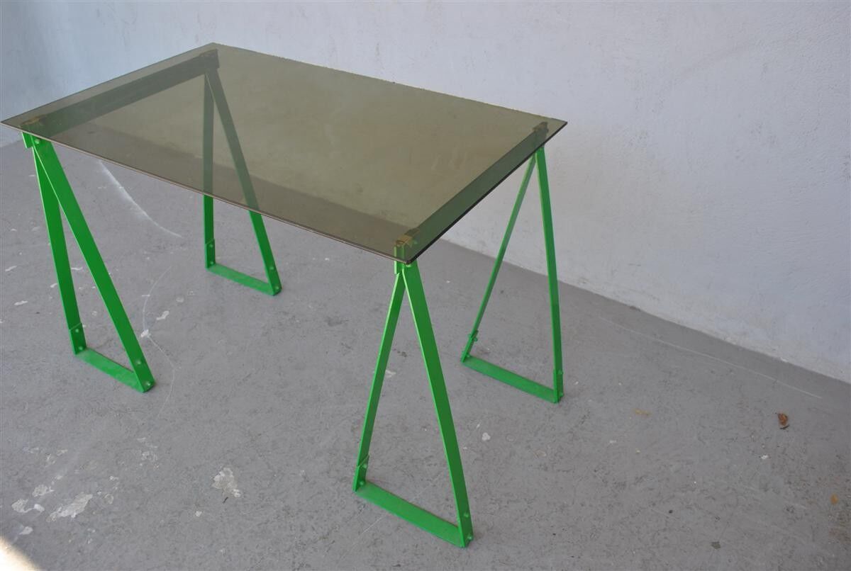 Green office in tripods of 1980s lacquered with black velvet Chair