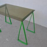 Green office in tripods of 1980s lacquered with black velvet Chair