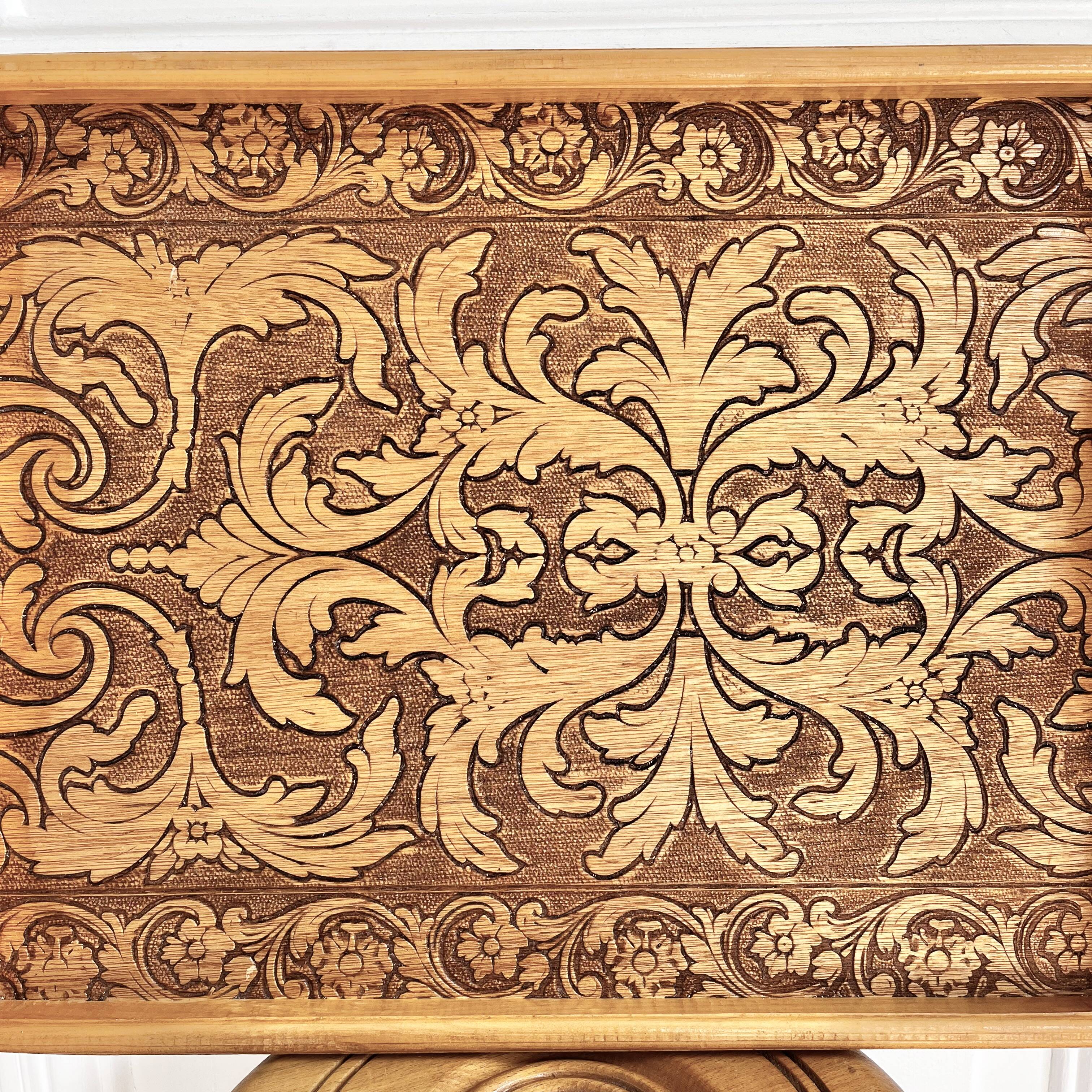 Engraved wooden tray