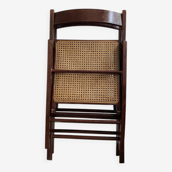 Chaise pliante chaise de d'appoint chaise de bureau vintage en bois à l'assise cannée