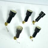 Set of five Stilnovo style spotlights in brass and lacquered metal. Italy