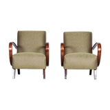 Pair of green Jindrich Halabala armchairs for Up Závody - 1930s Czechia