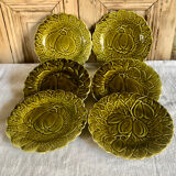 6 old Sarreguemines slip plates