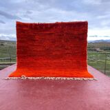 Large Beni Ouarain Rug 260x260 cm – Vibrant Orange Wool, Unique Piece