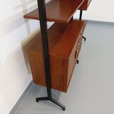 Italian bookcase vintage modular double shelf in teak and metal from the 60s