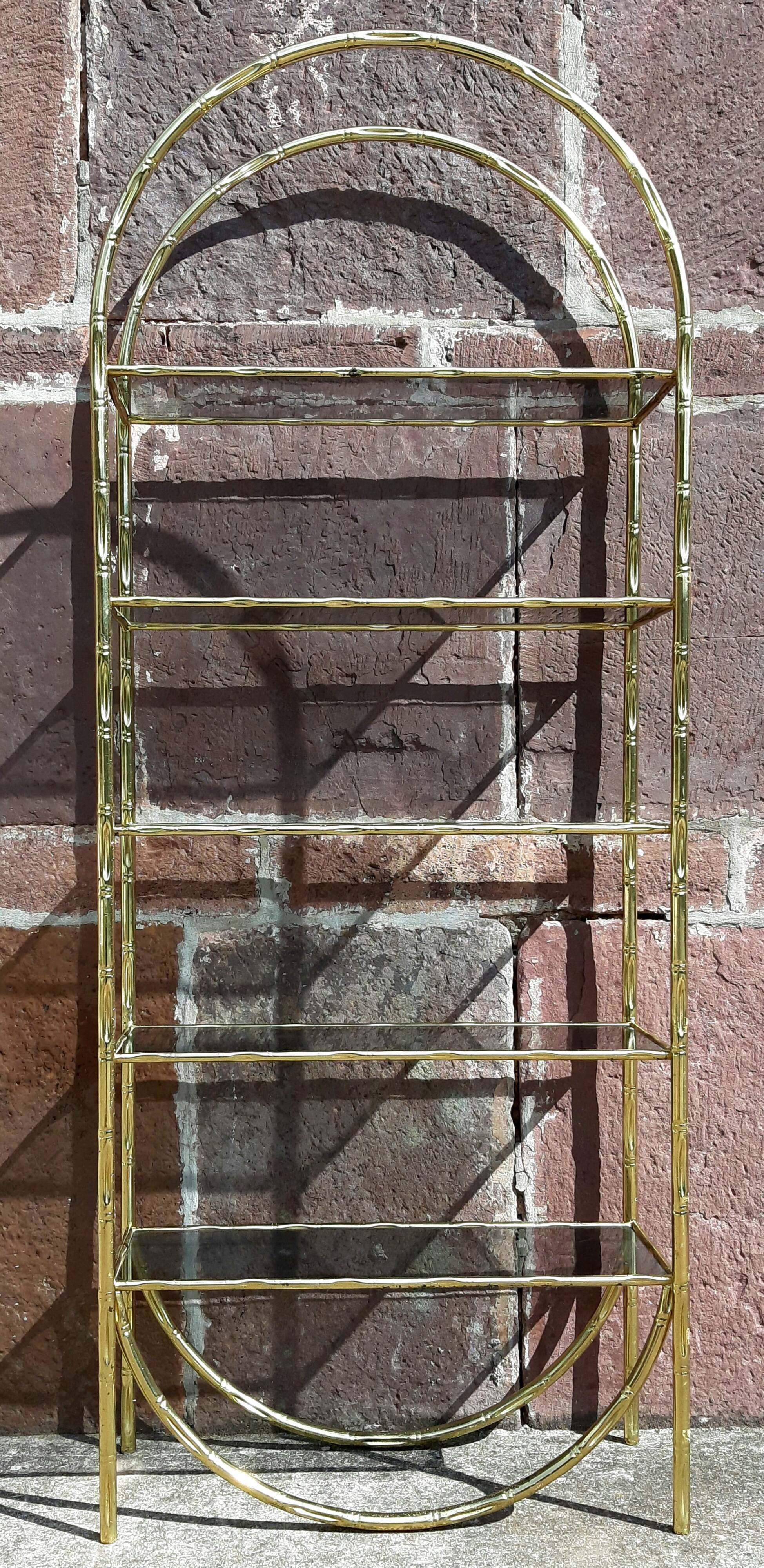 Shelf faux bamboo gold metal
