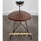Small side table, magazine rack and ashtray in iron and teak, Denmark, 1950.
