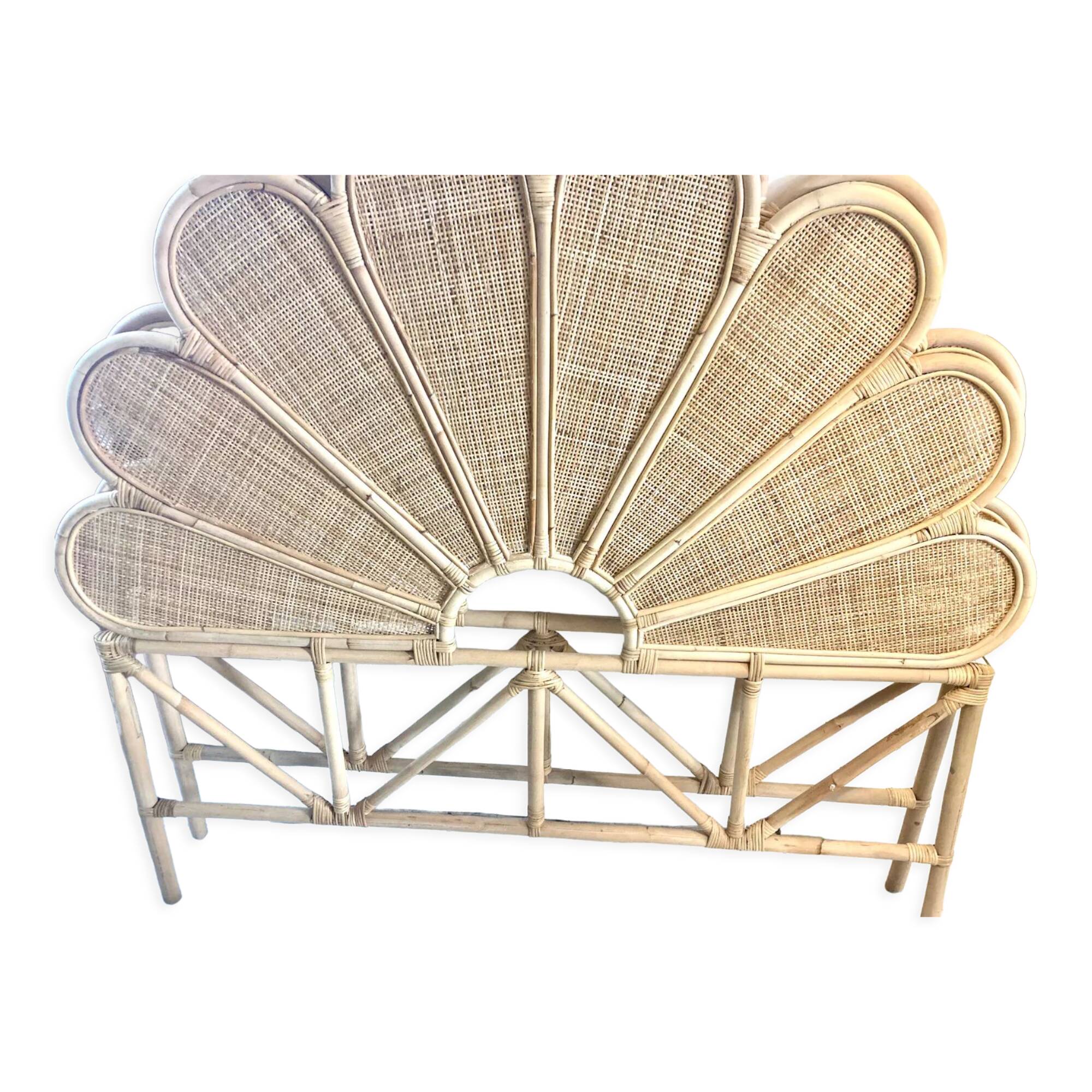 Canage headboard and rattan