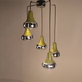 Chrome and green cascade pendant lamp